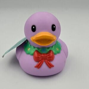 Infantino Fun Time Duck Purple Duck with Christmas Wreath For Bath or Decor